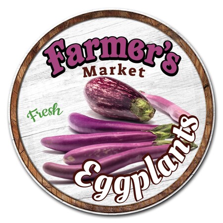 Signmission Farmers Market Eggplants Circle Corrugated Plastic Sign, C-12-CIR-Eggplants C-12-CIR-Eggplants